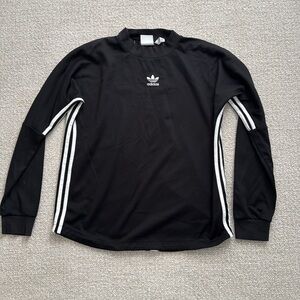 Men’s Black Adidas Long Sleeve Jersey with Side and Back Stripes